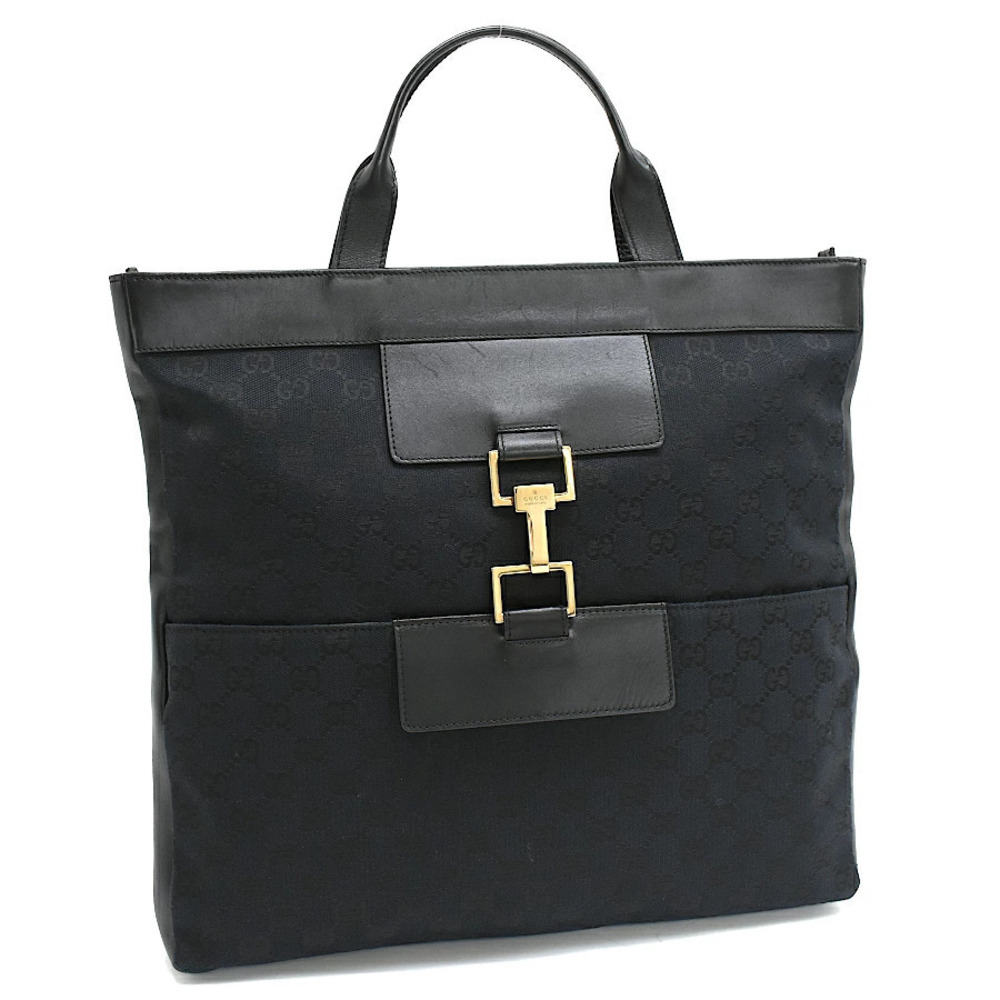 Gucci Tote Bag GG Canvas Jacquard Leather Black